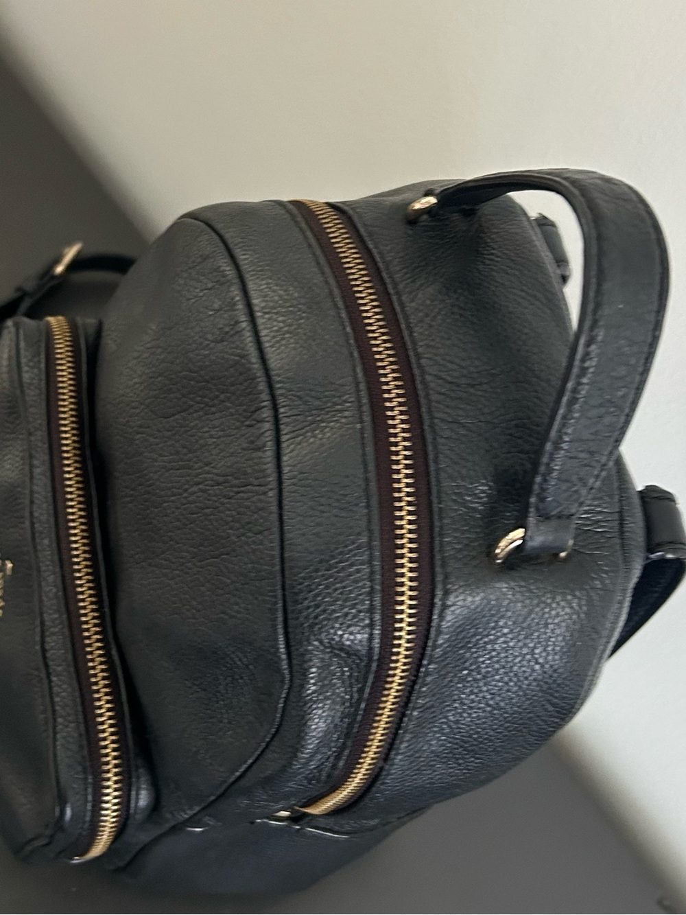 Kate Spade Black Leather Mini Backpack Gold Hardware Travel Purse - Picture 10 of 14